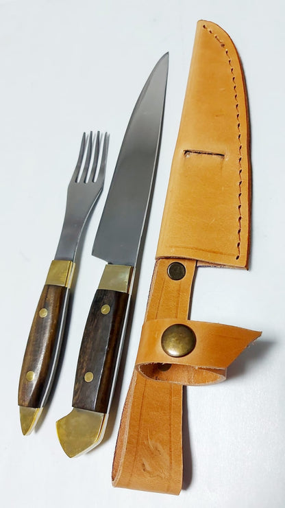 Handmade Argentinean fork & knife set and Facon